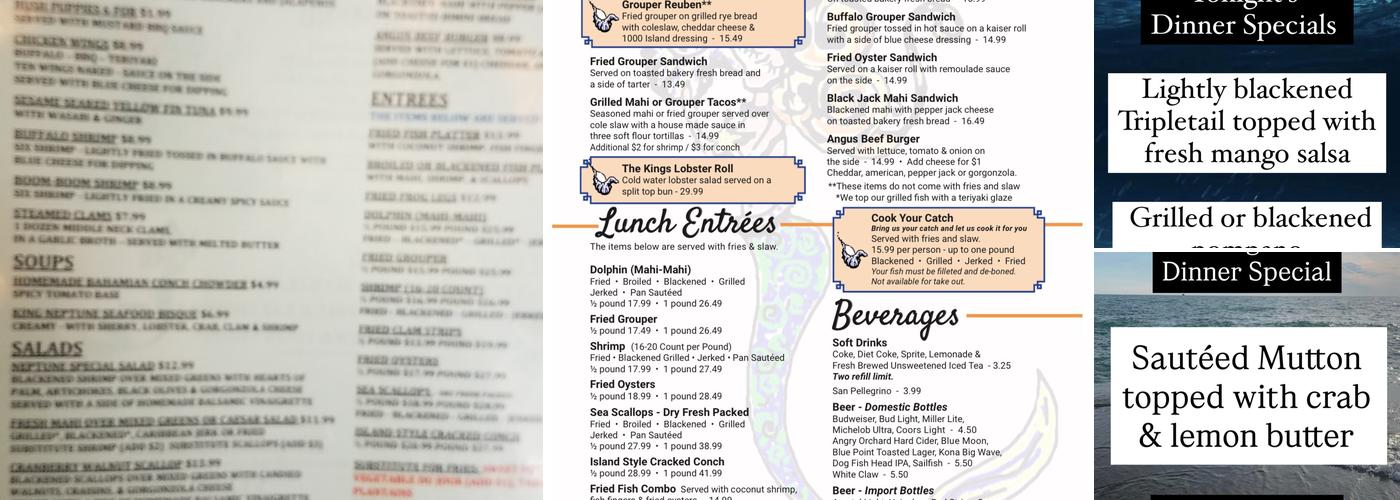 King Neptune Restaurant Menu