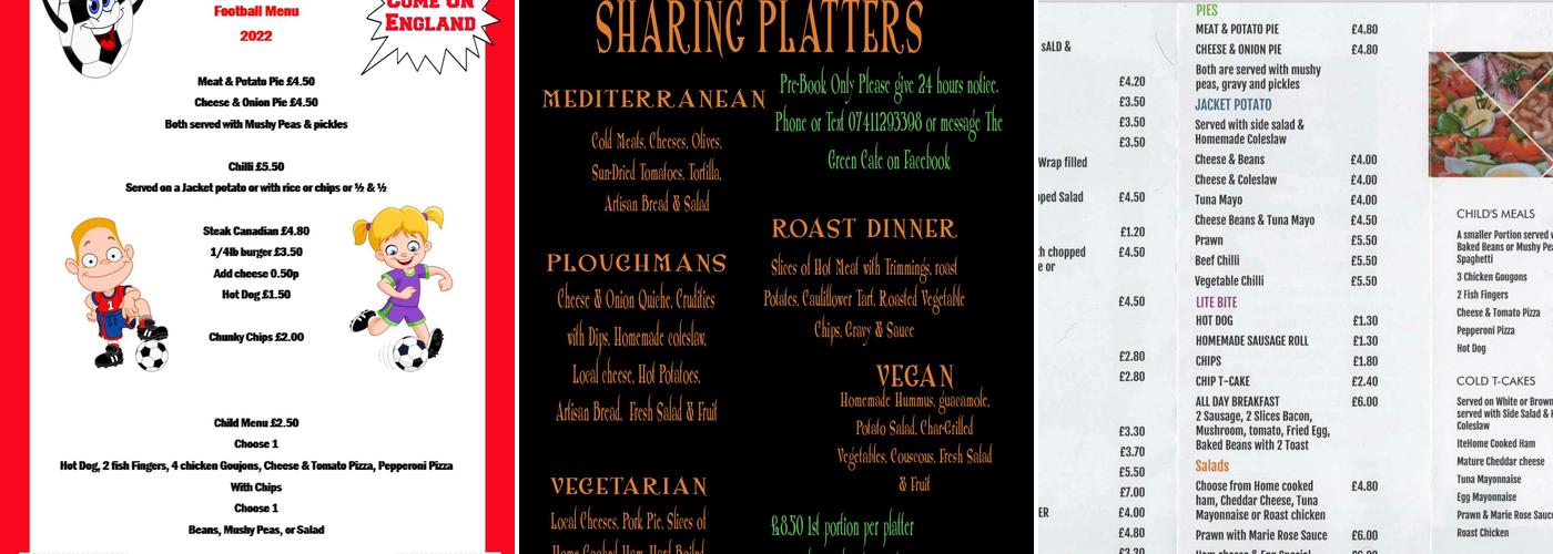 The Green Cafè Menu