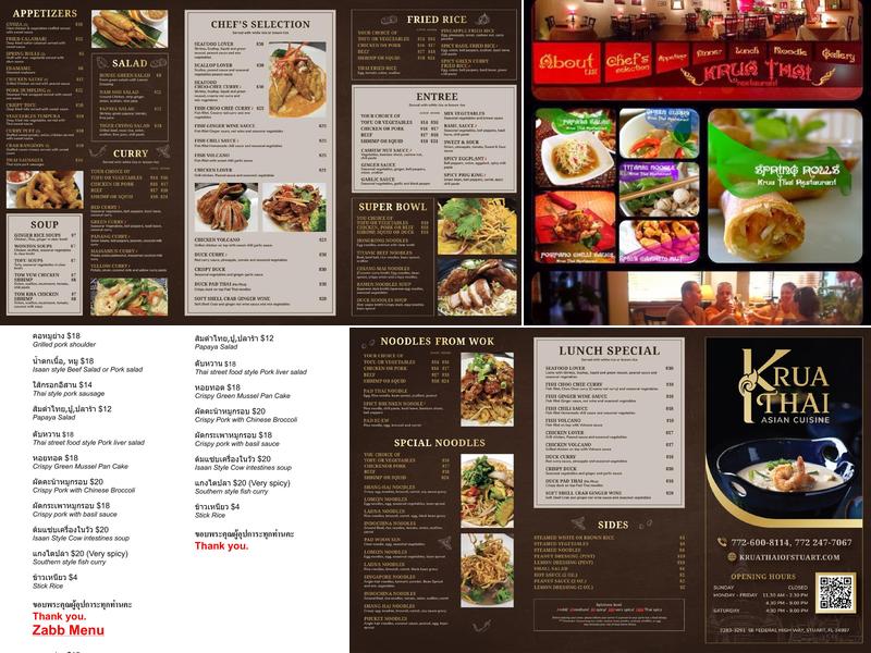 Krua Thai Restaurant Menu