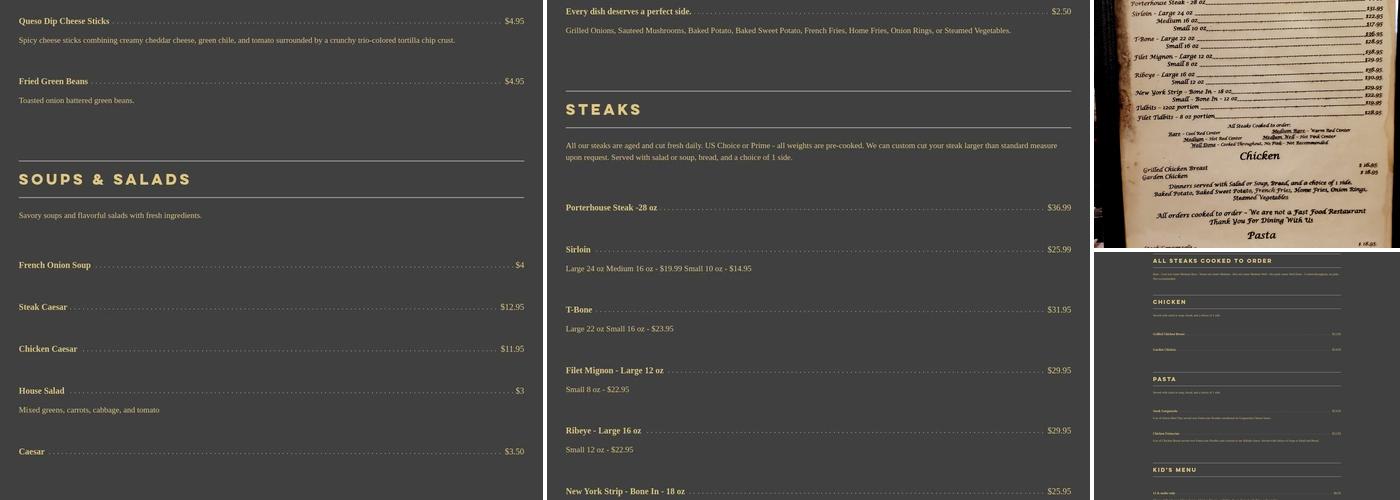 Speckled Perch Steakhouse Menu