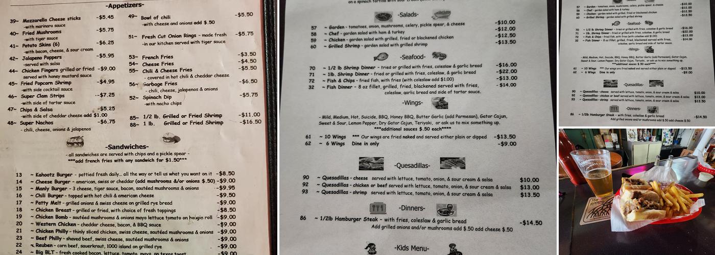 Kahootz Draft House Menu