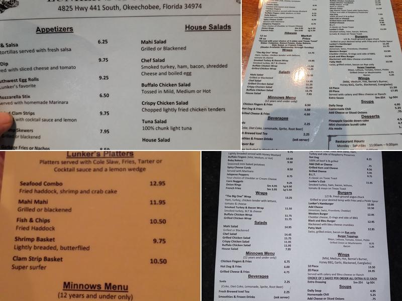 Lunker's Sports Grill Menu