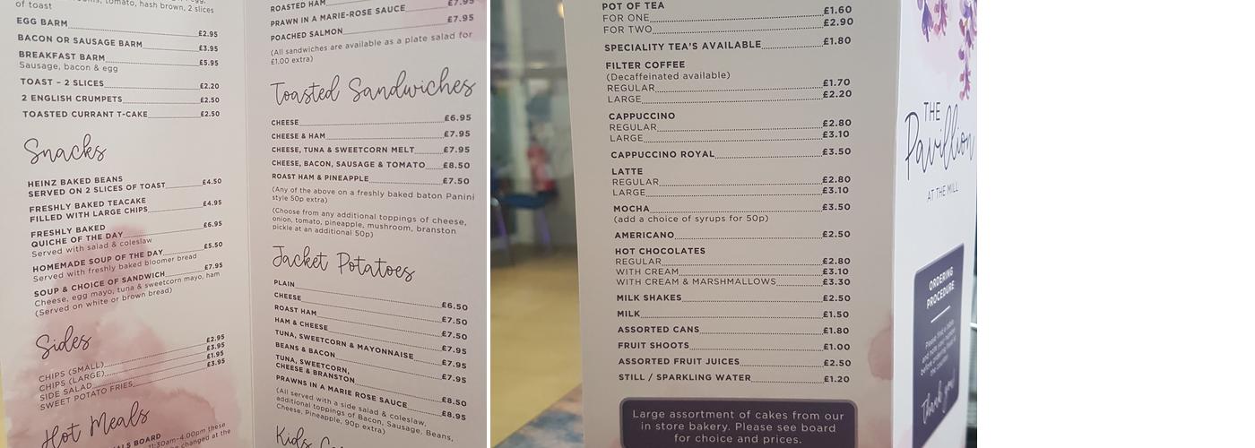 The Pavillion Coffee Shop & Restaurant Menu