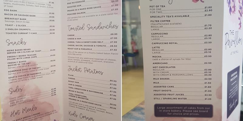 The Pavillion Coffee Shop & Restaurant Menu