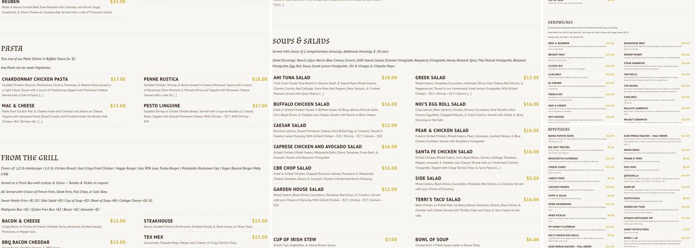 Whistle Binkies On the Lake Menu