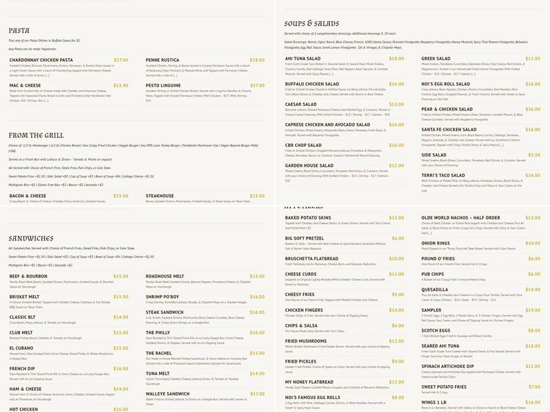 Whistle Binkies On the Lake Menu