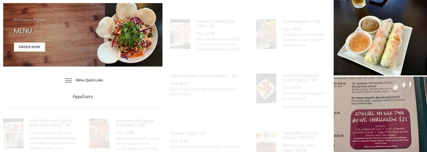PHOever Maine Menu