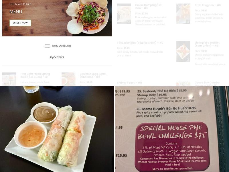 PHOever Maine Menu