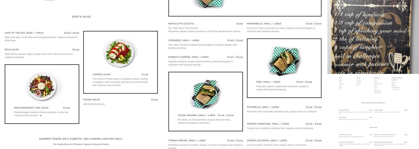 Eataliano Panini & Gelato Bar Menu