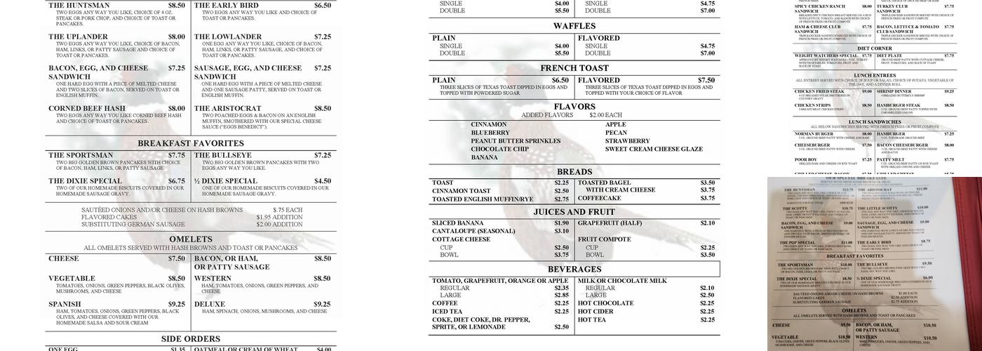 Pheasant Run Menu