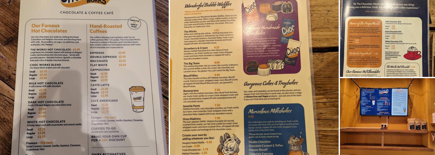 The Chocolate Works Menu
