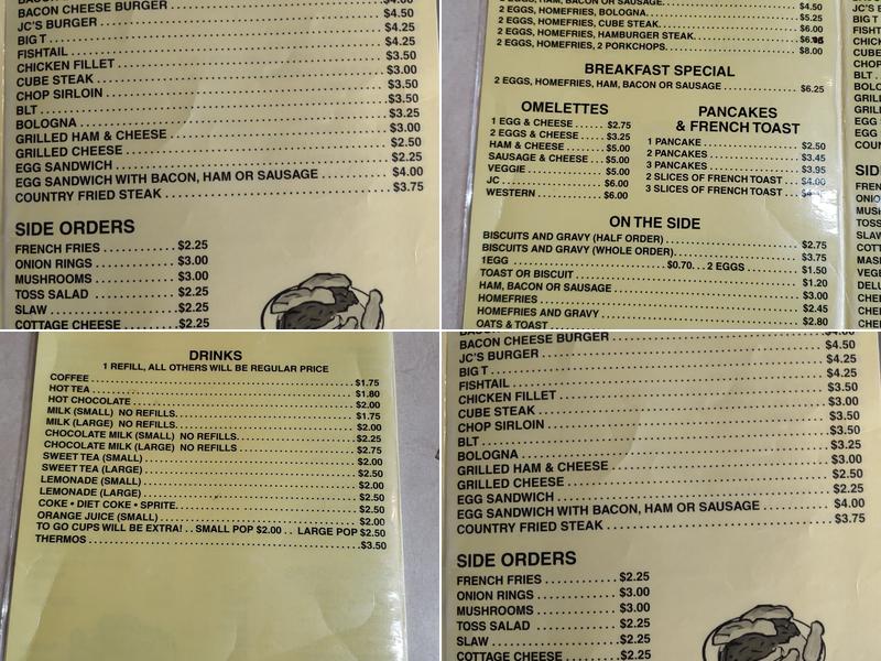 JC’s Restaurant Menu