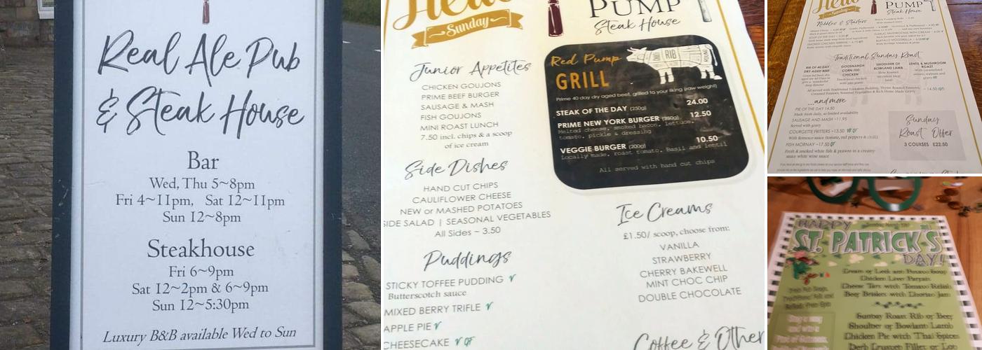 The Red Pump Inn Menu