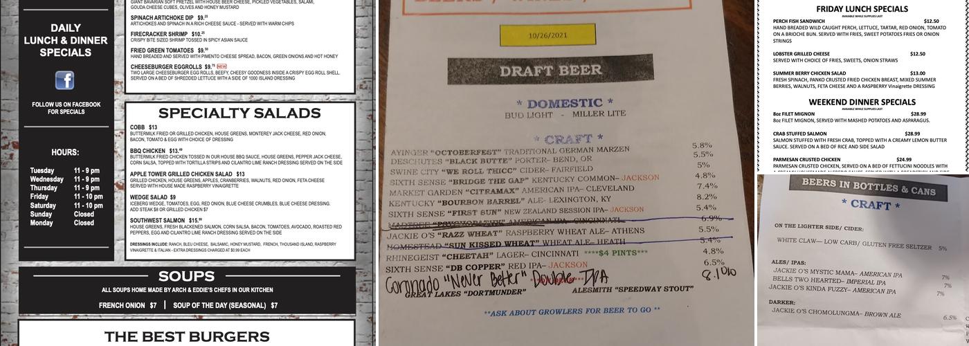 Arch and Eddie's Menu