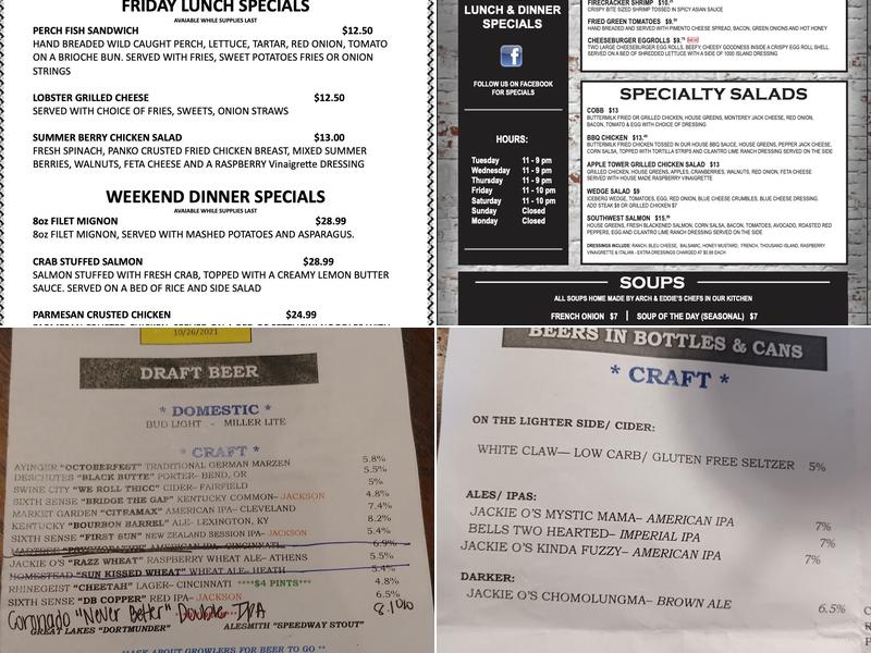 Arch and Eddie's Menu