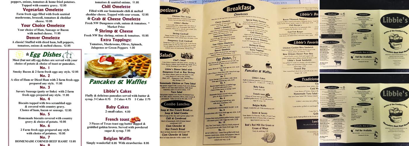 Libbie's Restaurant Menu