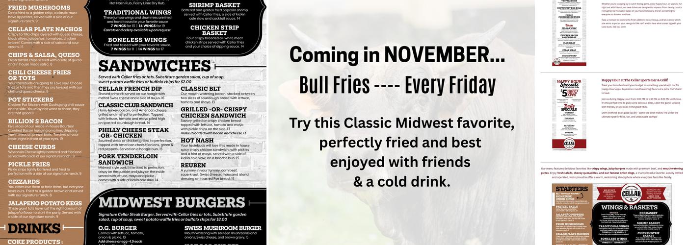 Cellar Sports Bar & Grill Menu