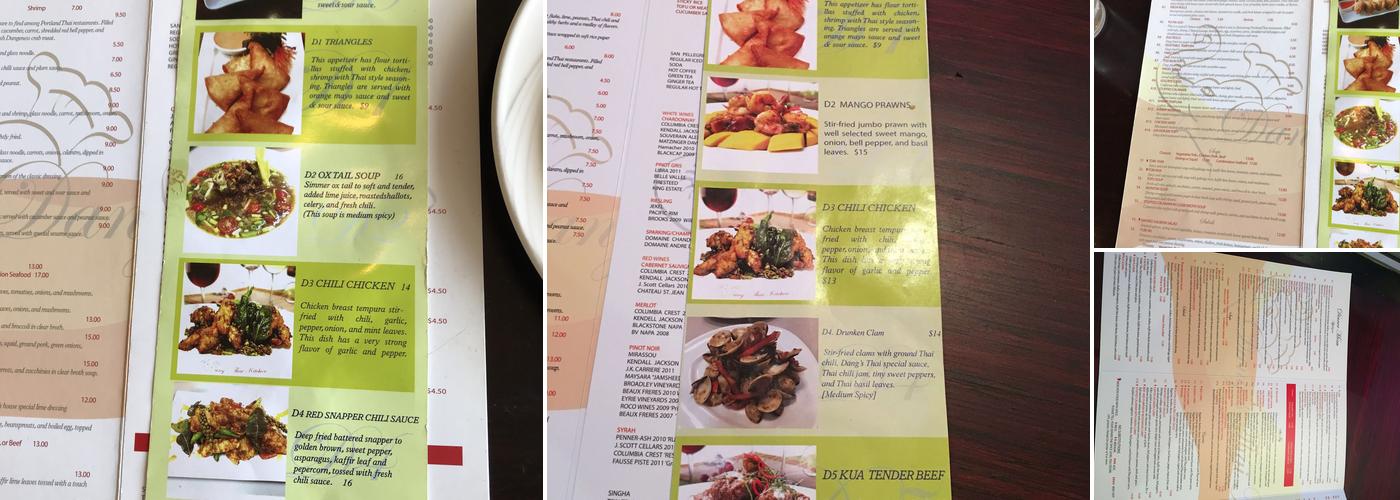 Dang's Thai Kitchen Menu