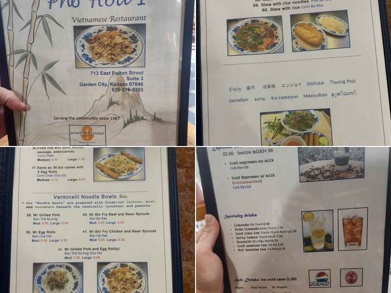 Pho Hoa One Restaurant Menu