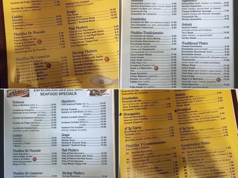 La Playa Dorada Menu