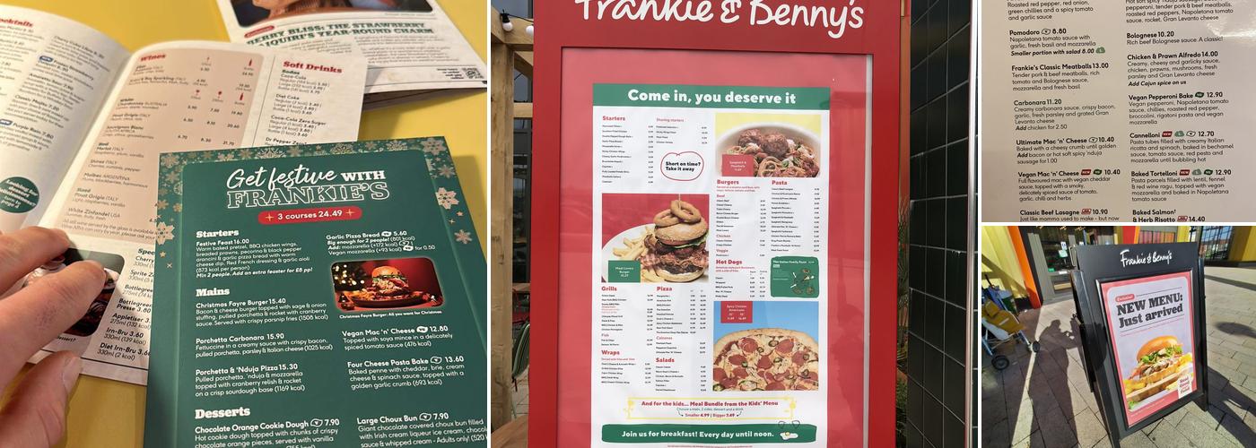 Frankie & Benny's Menu