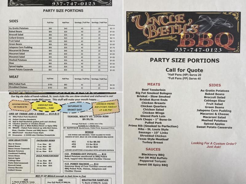 A Better Place LLC Menu