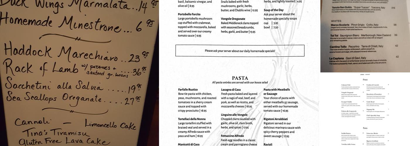 Ristorante Fabio Menu