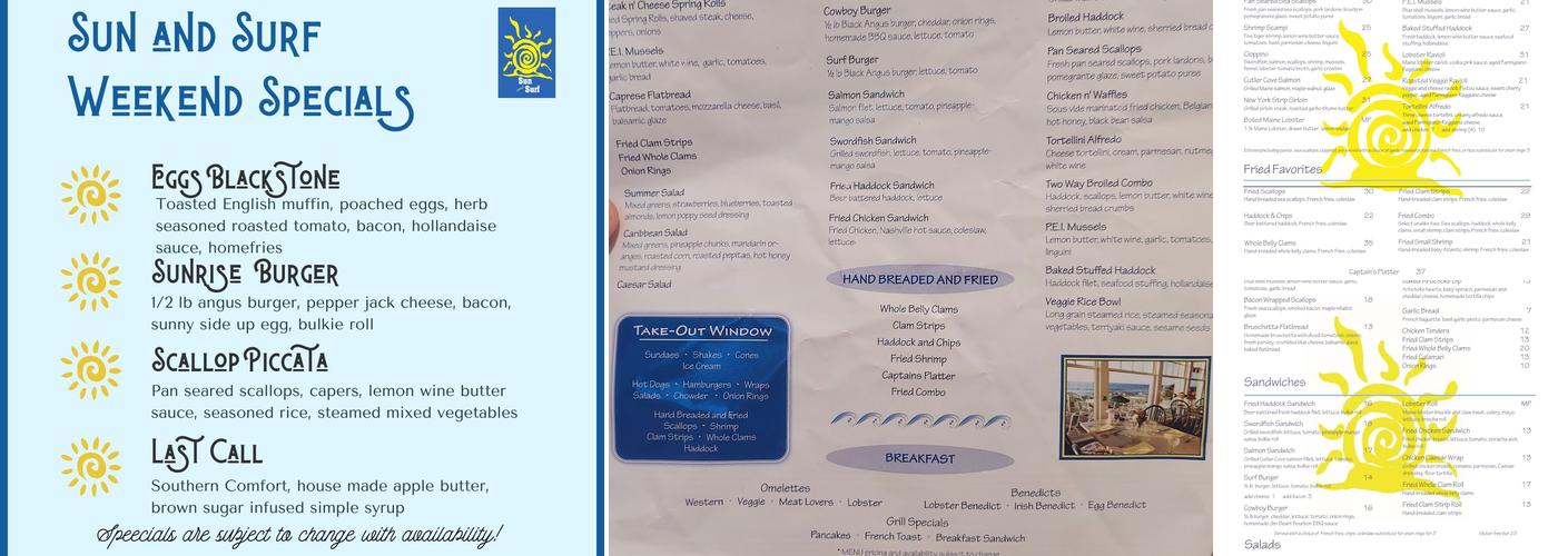 Sun & Surf Restaurant Menu
