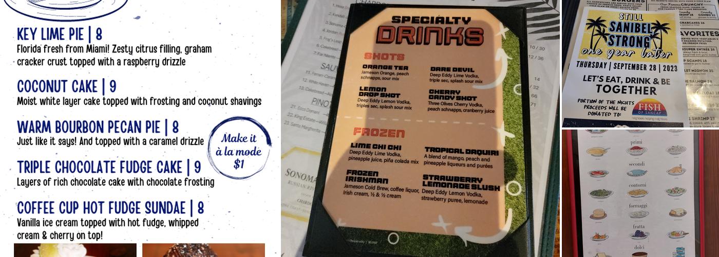 Sanibel Grill Menu