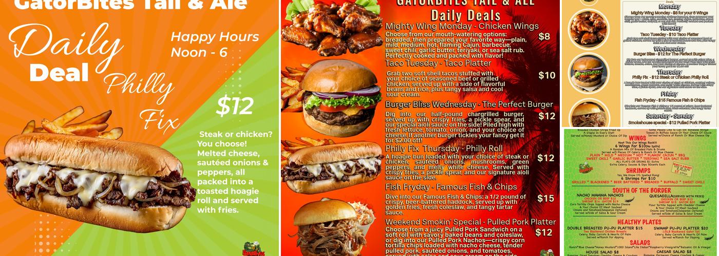 GatorBites Tail & Ale Menu