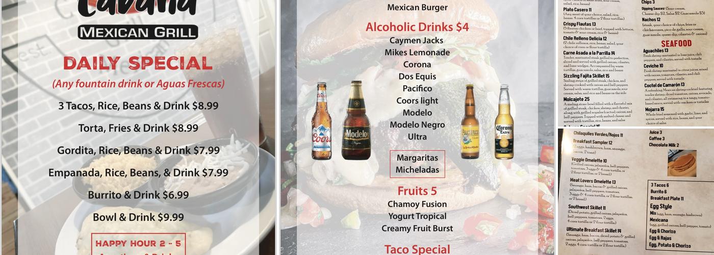 Cabaña Mexican Grill Menu