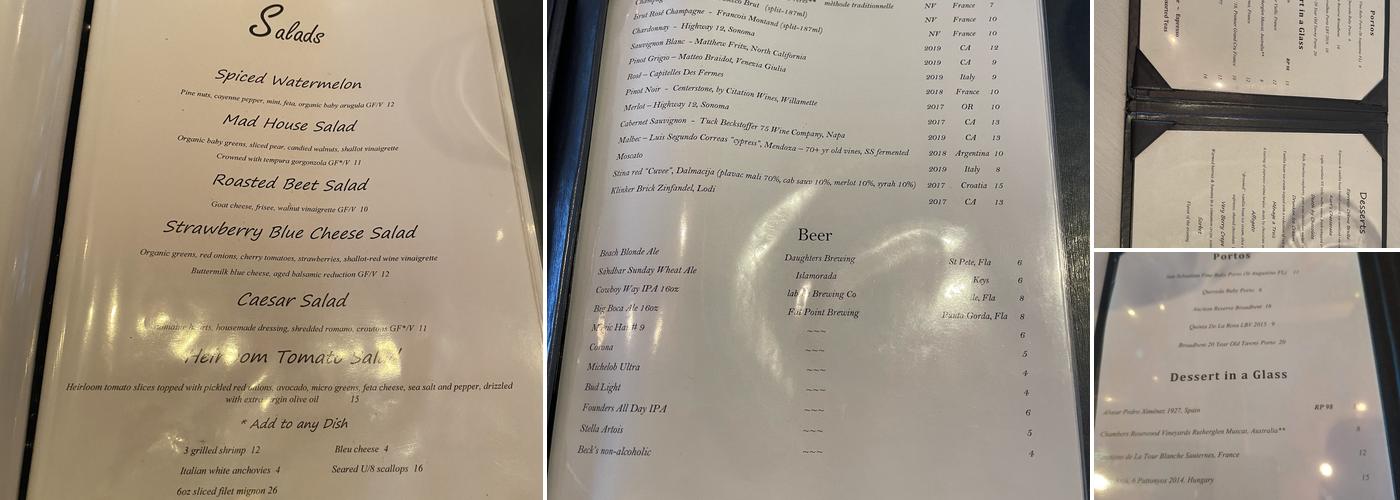 The Mad Hatter Restaurant Menu