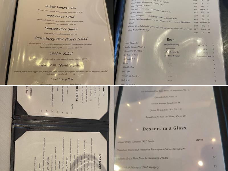 The Mad Hatter Restaurant Menu