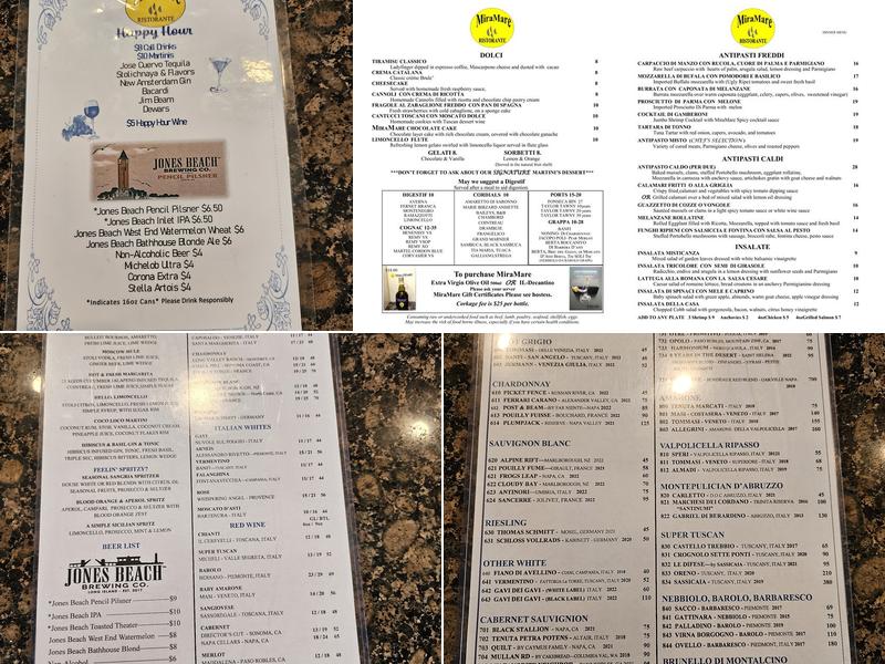 MiraMare Ristorante Menu