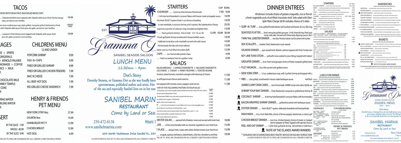 Gramma Dot's Restaurant Menu