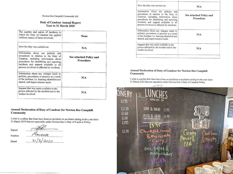 Newton Dee Café Menu