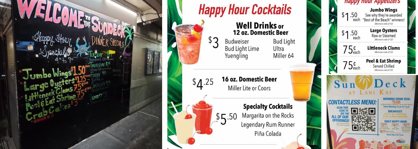 Sun Deck at the Lani Kai Menu