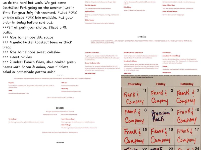 Crackerbox restaurant Menu
