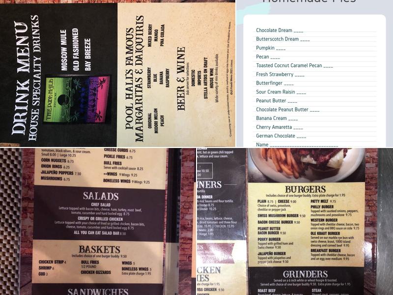 Eustis Pool Hall Menu