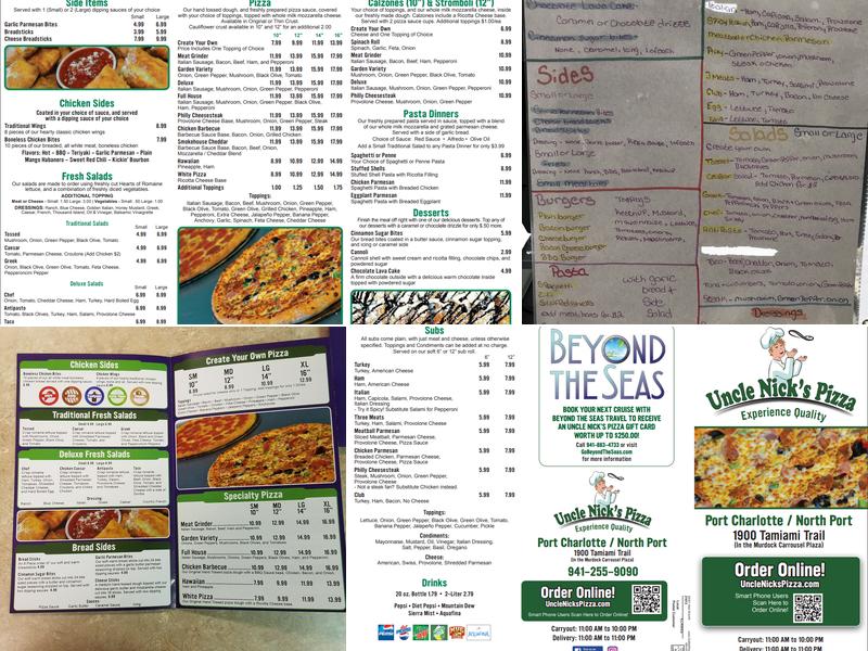 Uncle Nick's Pizza Menu