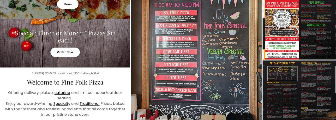 Fine Folk Pizza Menu