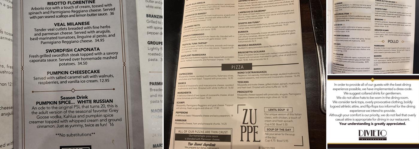 Divieto Ristorante - Estero Menu