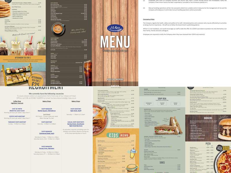 J.G. Ross (Bakers) Ltd Menu