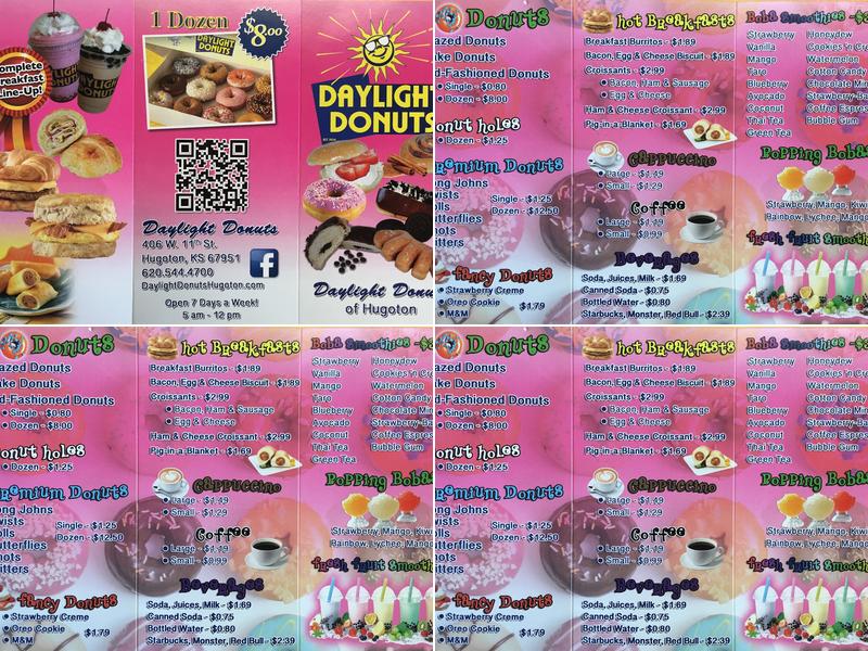 Daylight Donuts Menu