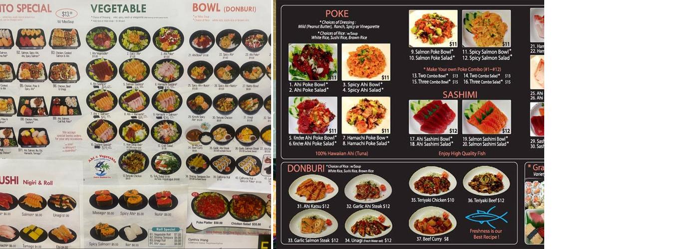 Ahi & Roll Menu