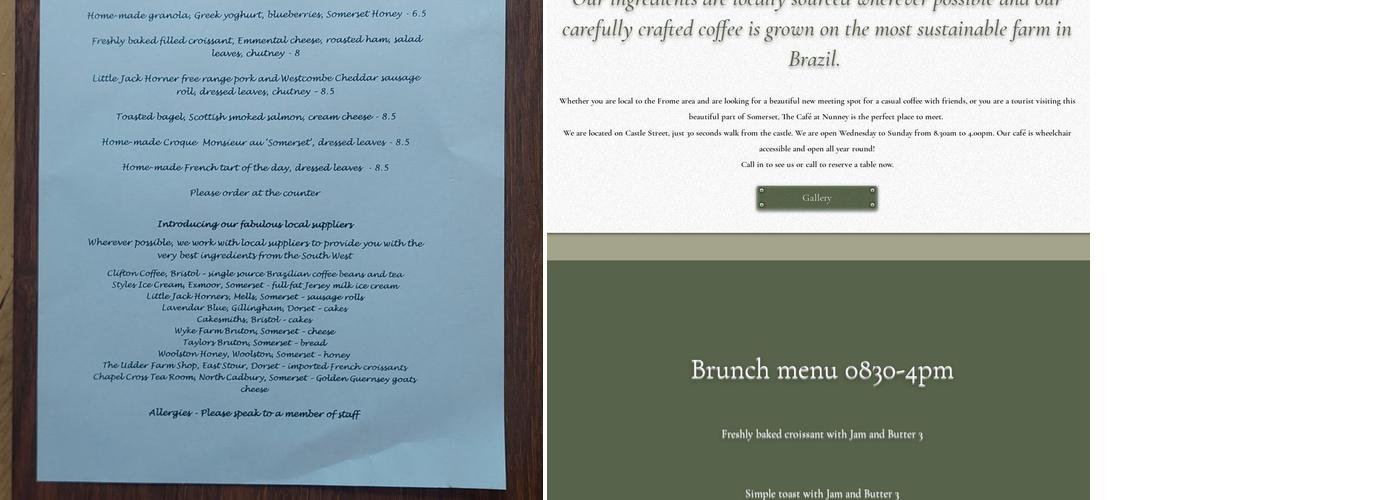 The Cafe at Nunney Ltd Menu