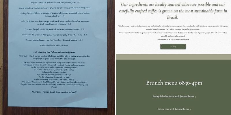 The Cafe at Nunney Ltd Menu