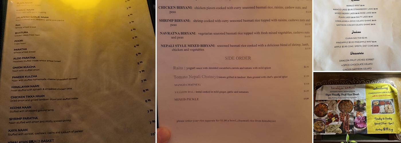 Himalayan Kitchen Menu