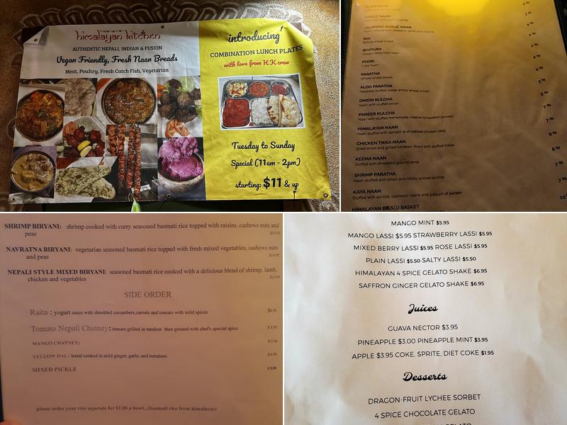 Himalayan Kitchen Menu