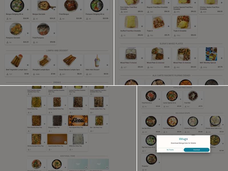 Elena's Restaurant Menu